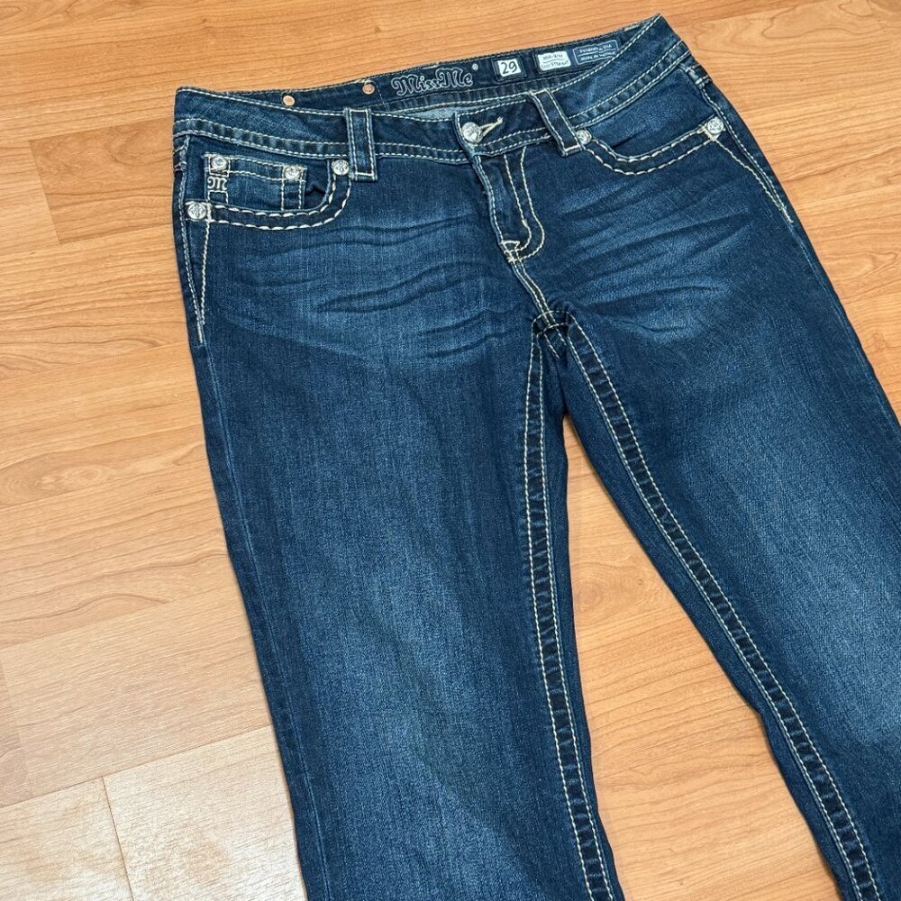 Miss Me Fleur De Lis Blue Wash Bootcut Jeans - Picture 3 of 11